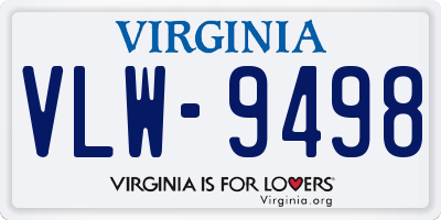 VA license plate VLW9498