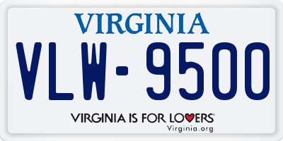 VA license plate VLW9500