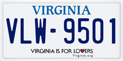 VA license plate VLW9501