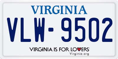 VA license plate VLW9502