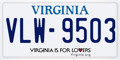 VA license plate VLW9503