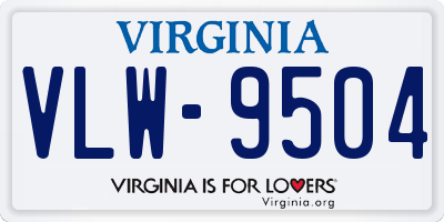 VA license plate VLW9504