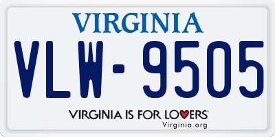 VA license plate VLW9505