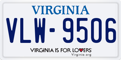 VA license plate VLW9506