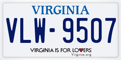 VA license plate VLW9507