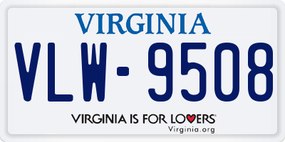 VA license plate VLW9508