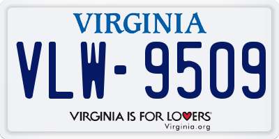 VA license plate VLW9509