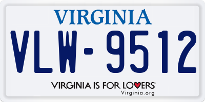 VA license plate VLW9512