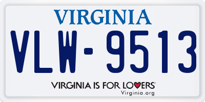 VA license plate VLW9513