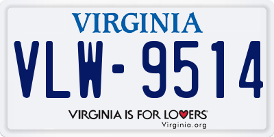 VA license plate VLW9514