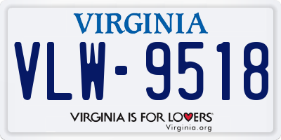 VA license plate VLW9518