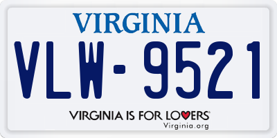 VA license plate VLW9521