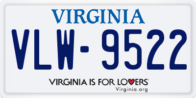 VA license plate VLW9522