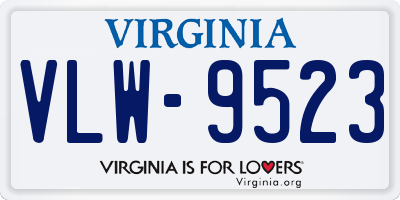 VA license plate VLW9523