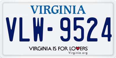 VA license plate VLW9524