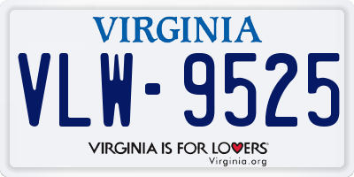 VA license plate VLW9525