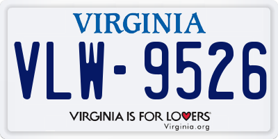 VA license plate VLW9526