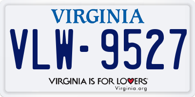 VA license plate VLW9527