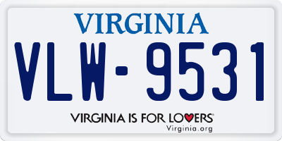 VA license plate VLW9531