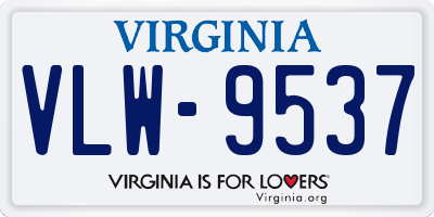 VA license plate VLW9537