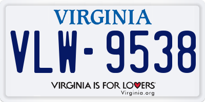 VA license plate VLW9538