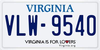 VA license plate VLW9540