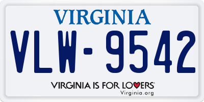 VA license plate VLW9542