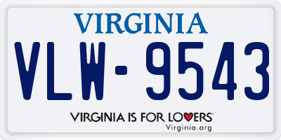 VA license plate VLW9543