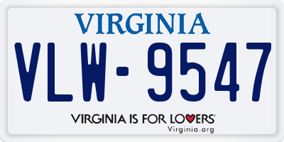 VA license plate VLW9547