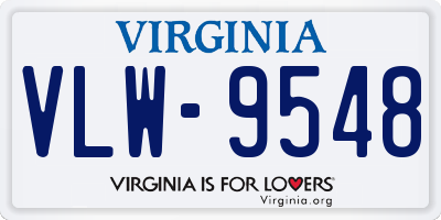 VA license plate VLW9548