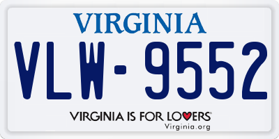 VA license plate VLW9552