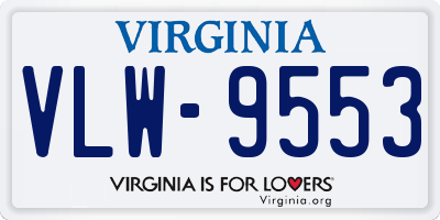 VA license plate VLW9553