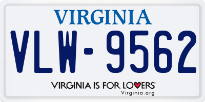 VA license plate VLW9562