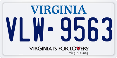 VA license plate VLW9563