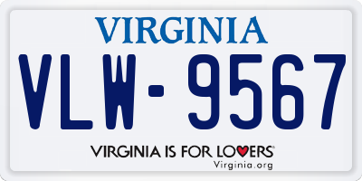 VA license plate VLW9567