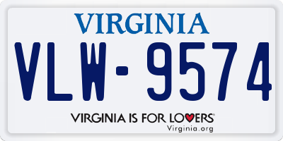 VA license plate VLW9574