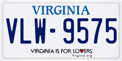 VA license plate VLW9575