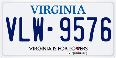 VA license plate VLW9576