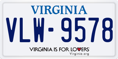 VA license plate VLW9578