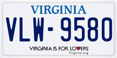 VA license plate VLW9580