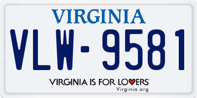 VA license plate VLW9581