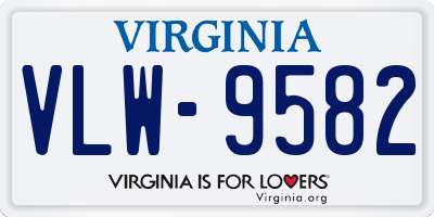 VA license plate VLW9582