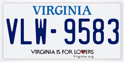 VA license plate VLW9583