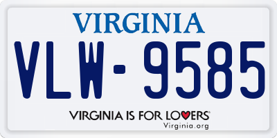 VA license plate VLW9585