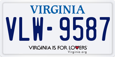 VA license plate VLW9587