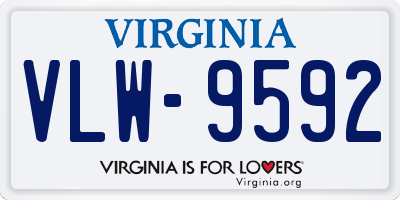 VA license plate VLW9592