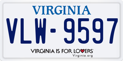 VA license plate VLW9597