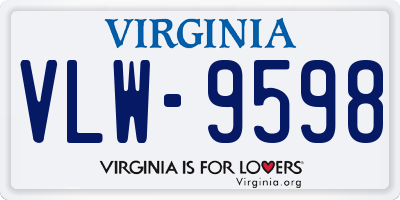 VA license plate VLW9598