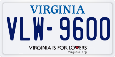 VA license plate VLW9600