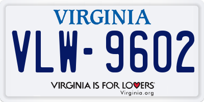 VA license plate VLW9602